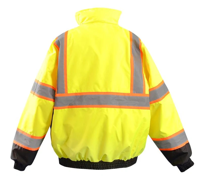 Occunomix 2-In-1 Two-Tone Black Bottom Quilted Bomber Jacket Hi-Vis Jackets Orange M model LUX-350-JB2-OM