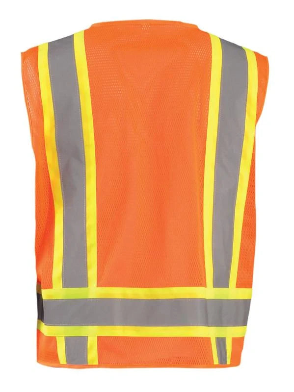 Occunomix Mesh Two-Tone Surveyor Vest W/Zipper Hi-Vis Safety Vests Orange XL model ECO-ATRNSM-OXL