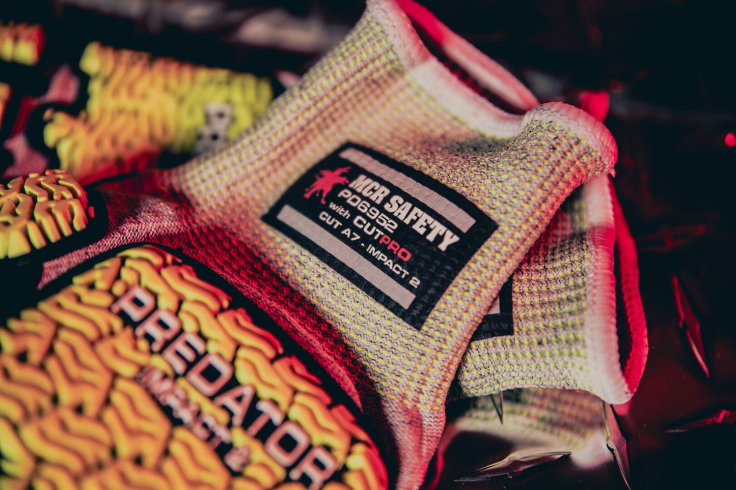 PD6952 - Predator® Mechanics Work Gloves - Hi-Visibility Impact Resistant Work Gloves - Cut Resistant HyperMax® HPPE Shell - Tire Tread TPR on Back, Fingers, and Thumb - Bi-polymer Coated Palm and Fingers - Reinforced Thumb Crotch for Prolonged Wear