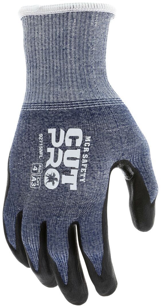 92715NF - MCR Safety CutPro® - 15 Gauge HyperMax® HPPE Shell - Cut, Abrasion, and Puncture Resistant - Nitrile Foam Coated Palm and Fingertips - Reinforced Thumb Crotch Provides Additional Wear