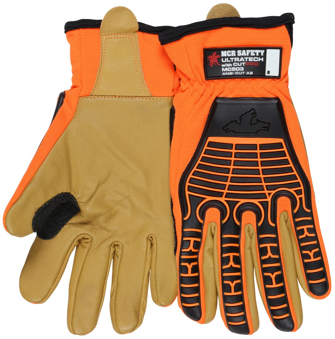 MC503 - MCR Safety UltraTech® Mechanics Gloves - Hi-Visibility Cut and Abrasion Resistant Gloves - Dyneema® Diamond Technology Lining Provides Excellent Cut Resistance