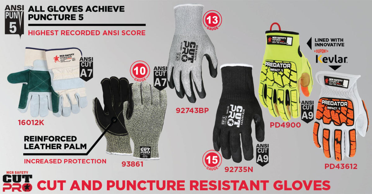 93861 - MCR Safety CutPro® with Hero™ Technology - 7 Gauge Regular Weight Shell Made with ARX® Aramid Fibers - Cut Resistant Work Gloves - Leather Palm