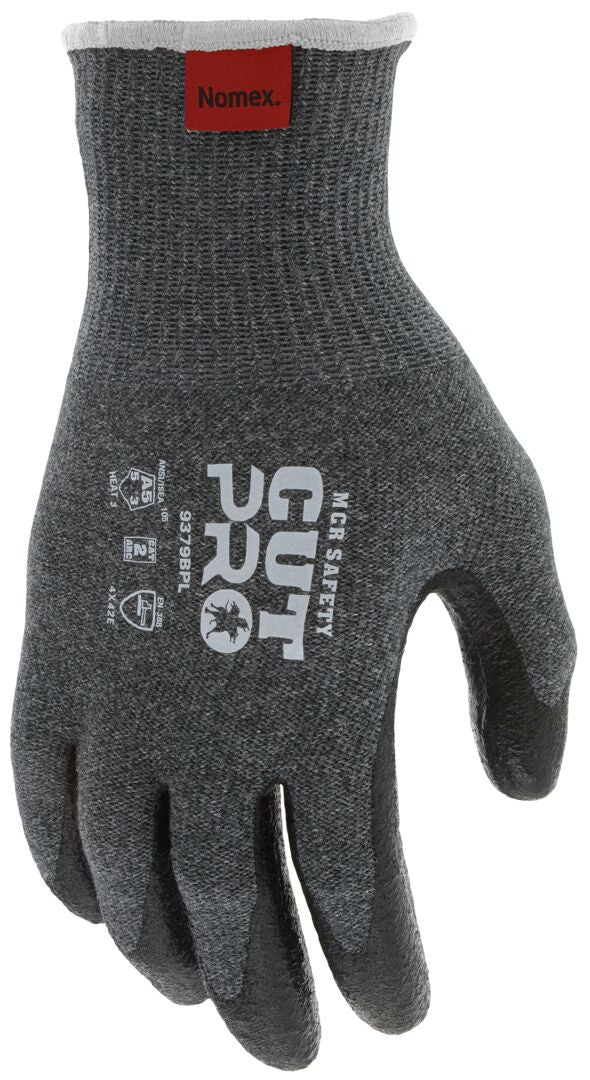 9379BP - MCR Safety CutPro® - 13 Gauge DuPont™ Nomex® Shell - Cut Resistant Arc Rated Work Gloves - Neoprene/Nitrile Coated Palm & Fingertips - CAT2 FR Glove Provides an Arc Rating of 9.8 cal/cm²