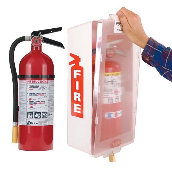 5 lb ABC Pro Line Fire Extinguisher w/ Mark I Jr. Cabinet (White Tub/Clear Cover)