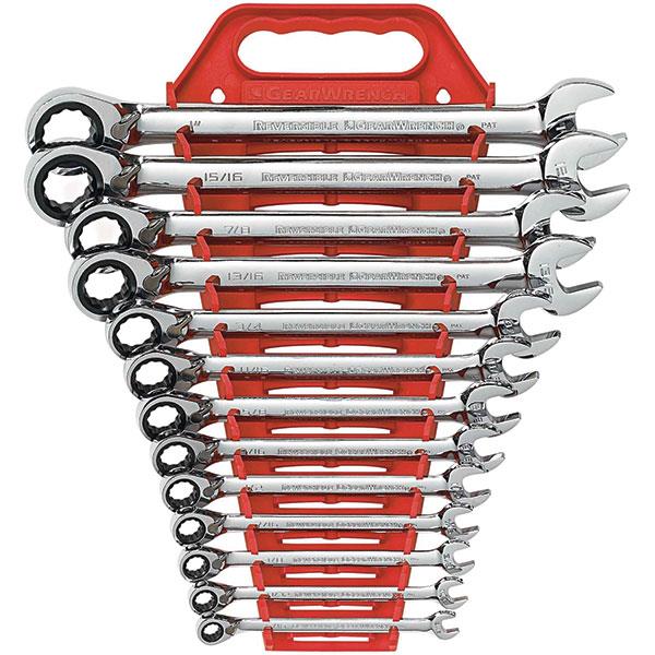 GearWrench 13-Piece, 12-Point Reversible Ratcheting Combination Wrench Set, SAE
