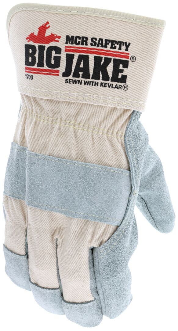 Leather Palm Work Gloves, Premium A+ Cowhide Split, Kevlar-Sewn, Wing Thumb, Rubberized Safety Cuff