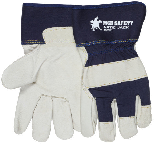 Artic Jack Pigskin Leather Palm Gloves, Wool Lined, Rubberized Safety Cuff