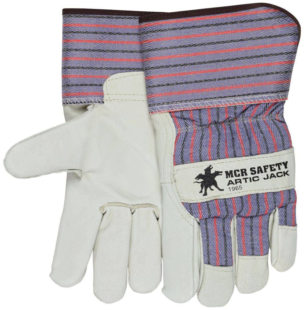 Artic Jack Grain Pigskin Leather Palm Gloves, Thermosock Lined, Rubberized Safety Cuff