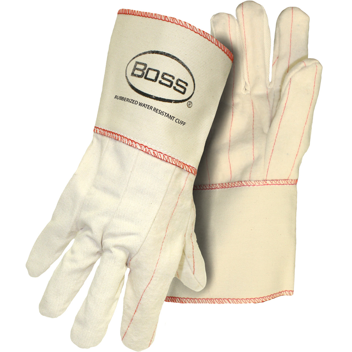 Boss 1BC21701J – Premium Grade Chore Glove with Double Layer Palm, Cotton Back and Nap-Out Finish - Rubberized Gauntlet Cuff