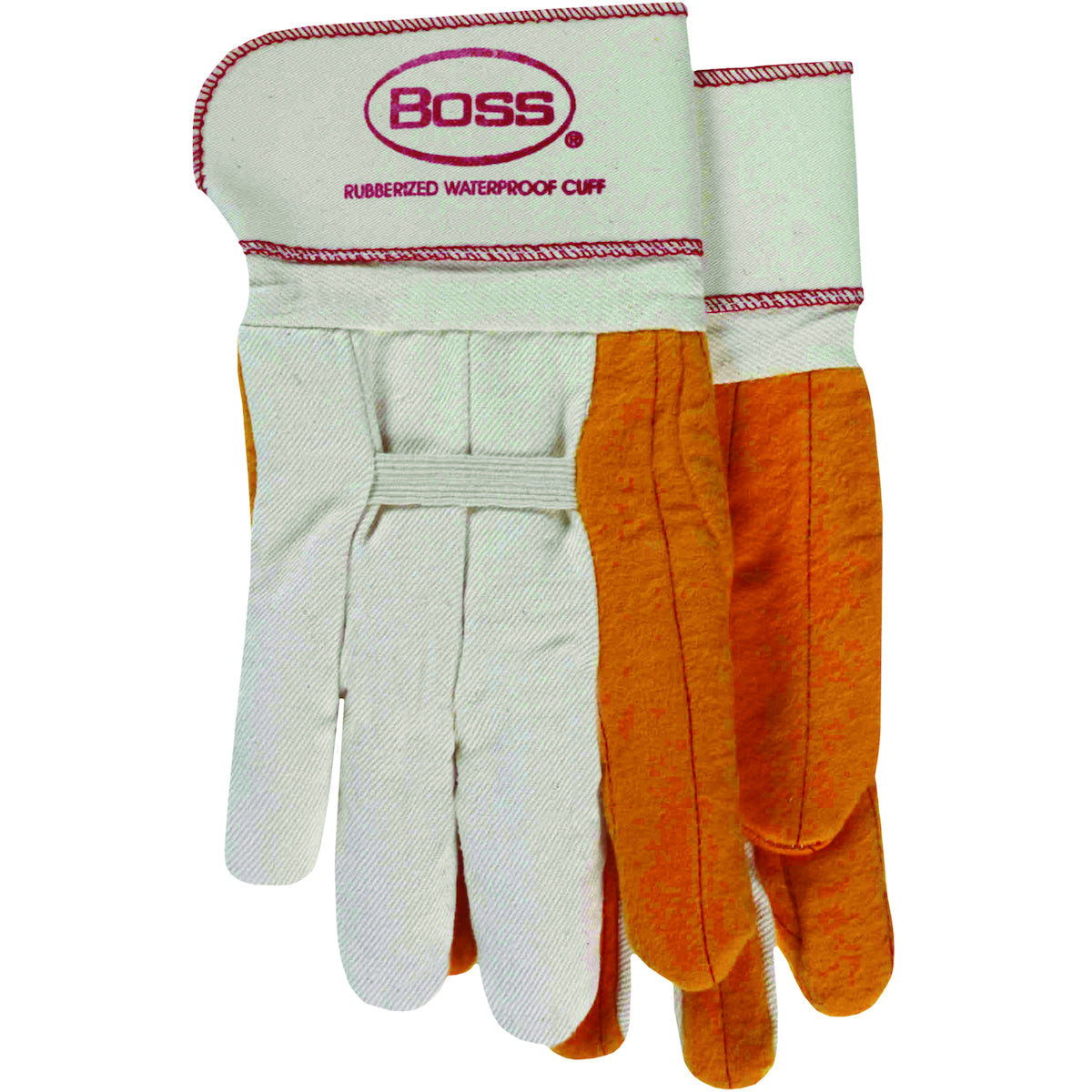 Boss 1BC28372 – Regular Grade Chore Glove with Double Layer Palm, Cotton Back and Nap-Out Finish - Rubberized Safety Cuff