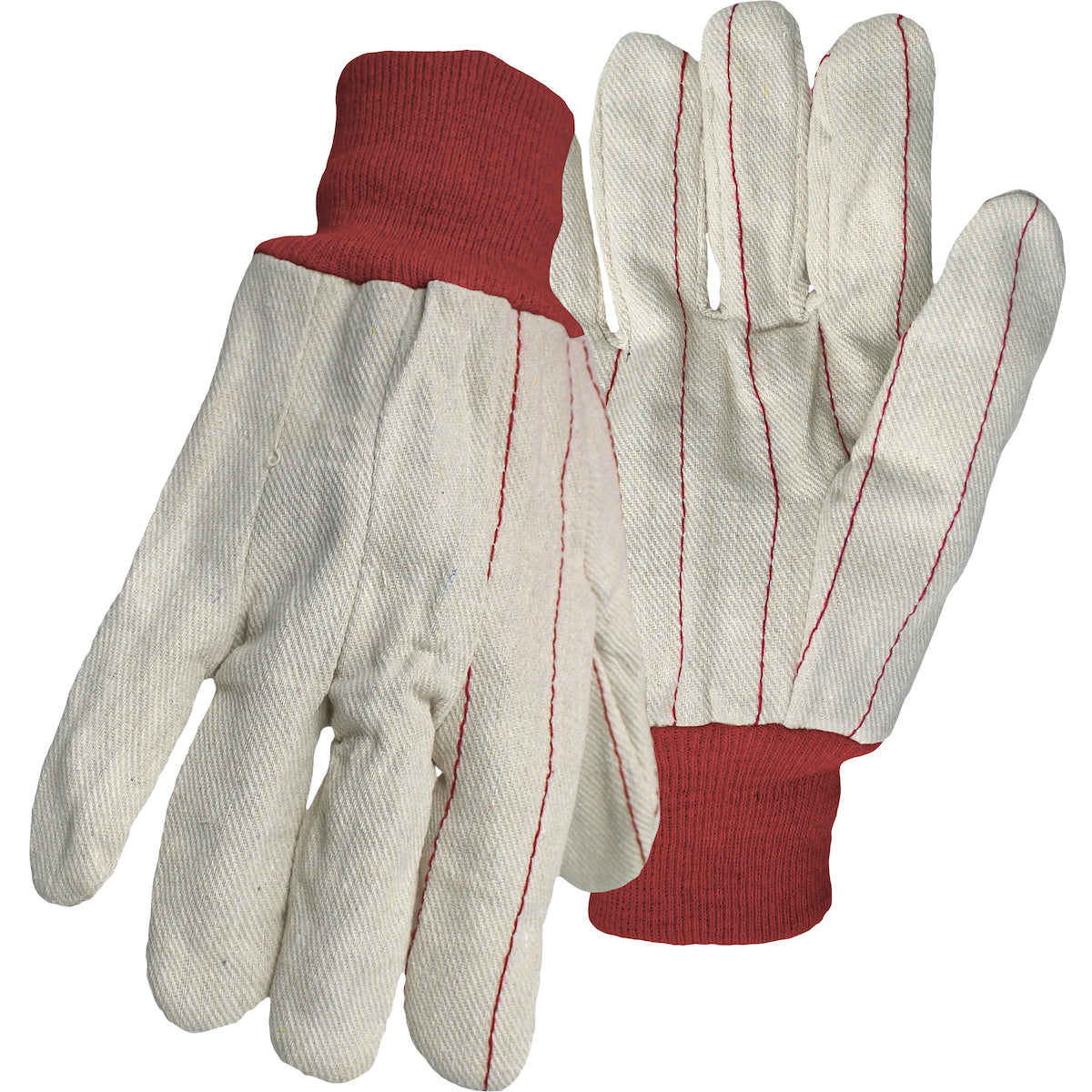 Boss 1JC28013R – Cotton/Polyester Double Palm Glove with Nap-In Finish - Red Knit Wrist