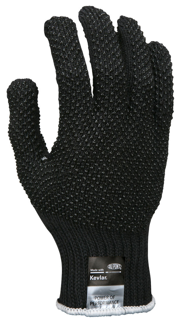 9366BK - MCR Safety CutPro® - 7 Gauge Black DuPont™ Kevlar® Aramid Shell - Cut Resistant Work Gloves - PVC Dots on 2 Sides - Regular Weight - PVC Dots Aid with Grip and Abrasion