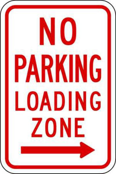 ZING Parking Sign, No Parking Loading Zone, Egp, 12X18 - 2281