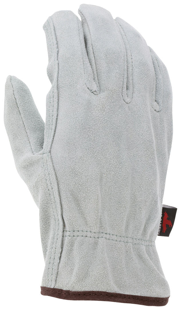 3120 - Leather Drivers Work Gloves - Select B Grade Natural Pearl Gray Split Leather - Straight Thumb - Cowskin Drivers Provide Rugged Protection