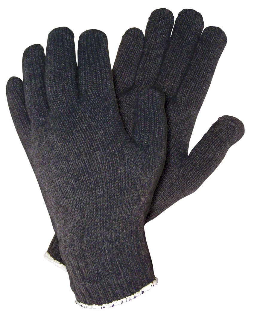 9506B - String Knit Work Gloves - 7-Gauge Heavyweight Black Cotton/Polyester - Hemmed Cuff Multi-Purpose Gloves