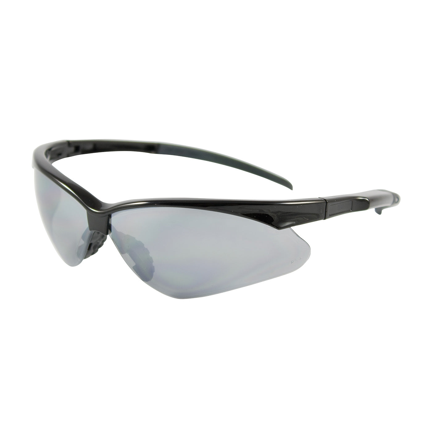 Adversary™: Semi-Rimless Safety Glasses with Black Frame, Silver Mirror Lens and Anti-Scratch Coating