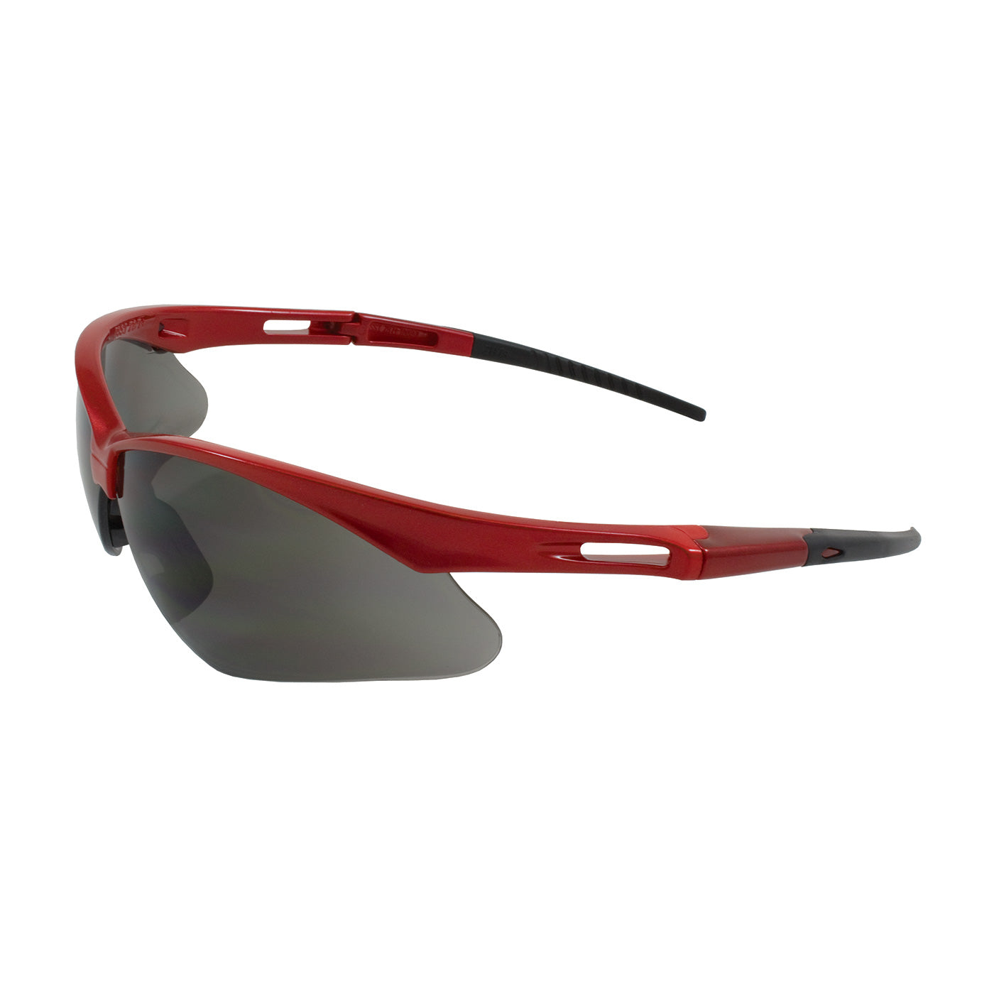 Anser™: Semi-Rimless Safety Glasses with Red Frame, Gray Lens