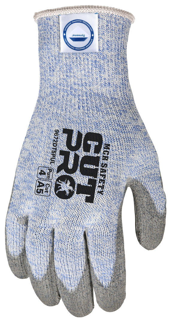 9672DT5PU - MCR Safety CutPro® - 10 Gauge Dyneema® Diamond Technology with Steel - Cut Resistant Work Gloves - Polyurethane (PU) Coated Palm and Fingertips - Micro-particle Boosted High Strength Fiber Provides Cool Touch Comfort and Durability