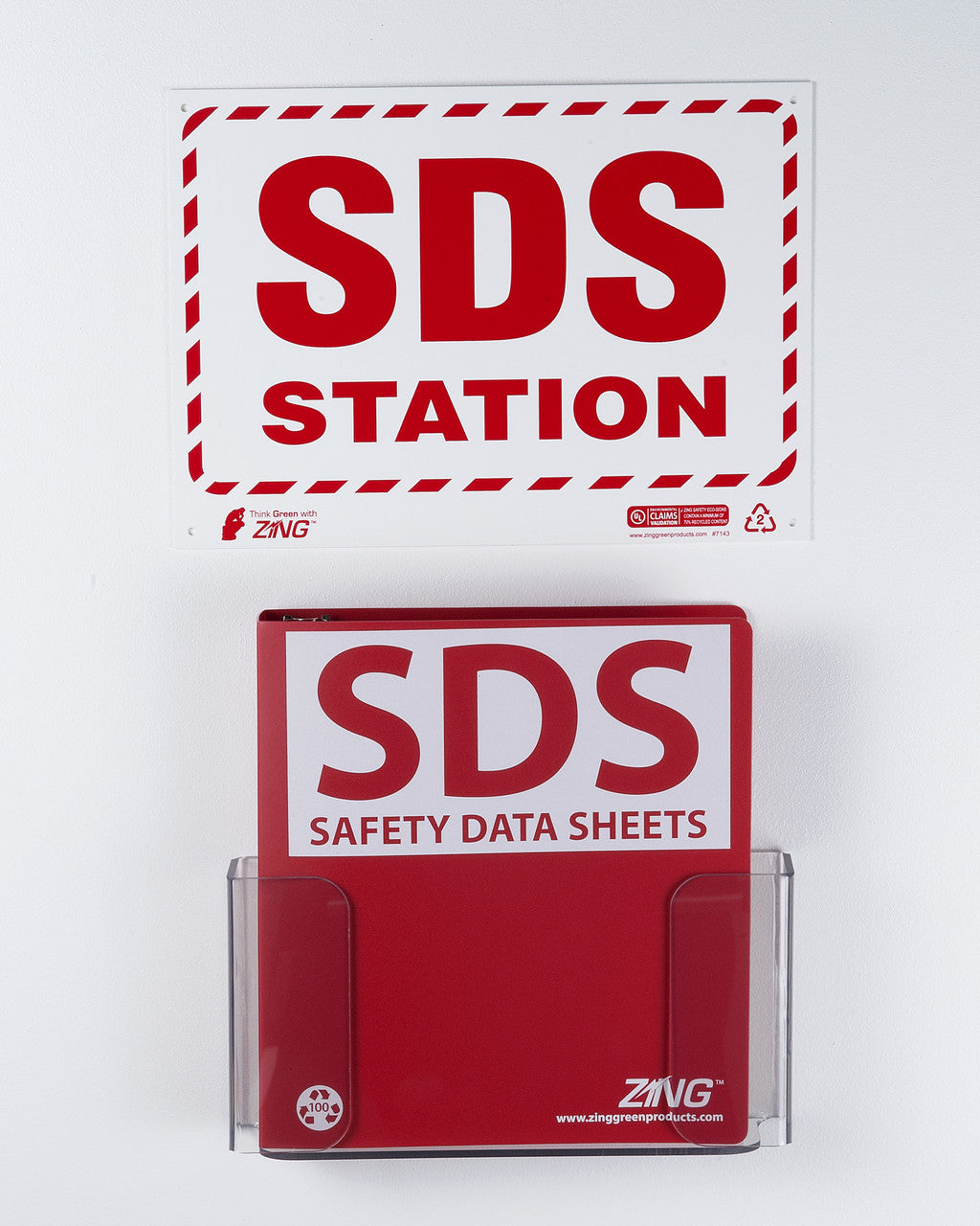 ZING SDS Wall Station Kit, Wall Holder, SDS Sign, 1.5" Binder - official Zing product image 1