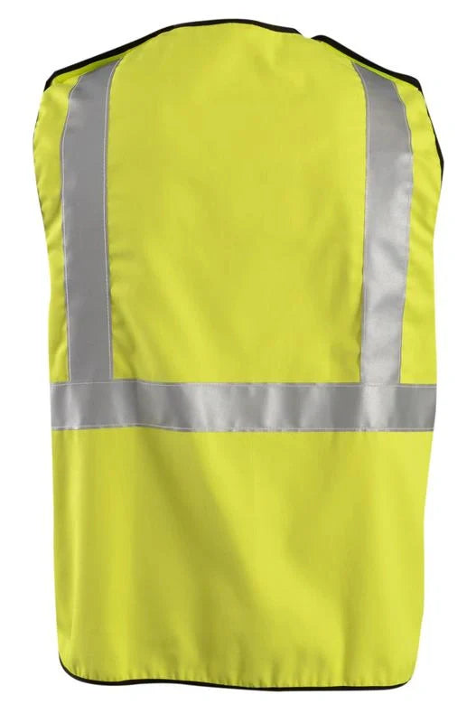 Occunomix Flame Resistant Single Stripe 5-Pt Breakaway Solid Vest Flame Resistant Safety Apparel Yellow L model FR-VCR1312-YL