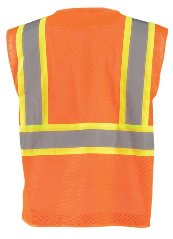 Occunomix Mesh Self-Extinguishing Two-Tone Vest W/Quick Release Zipper Flame Resistant Safety Apparel Orange XL model