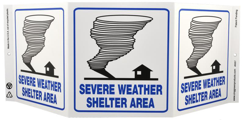 ZING Safety Sign "Severe Weather" Standard Triview - official Zing product image 1