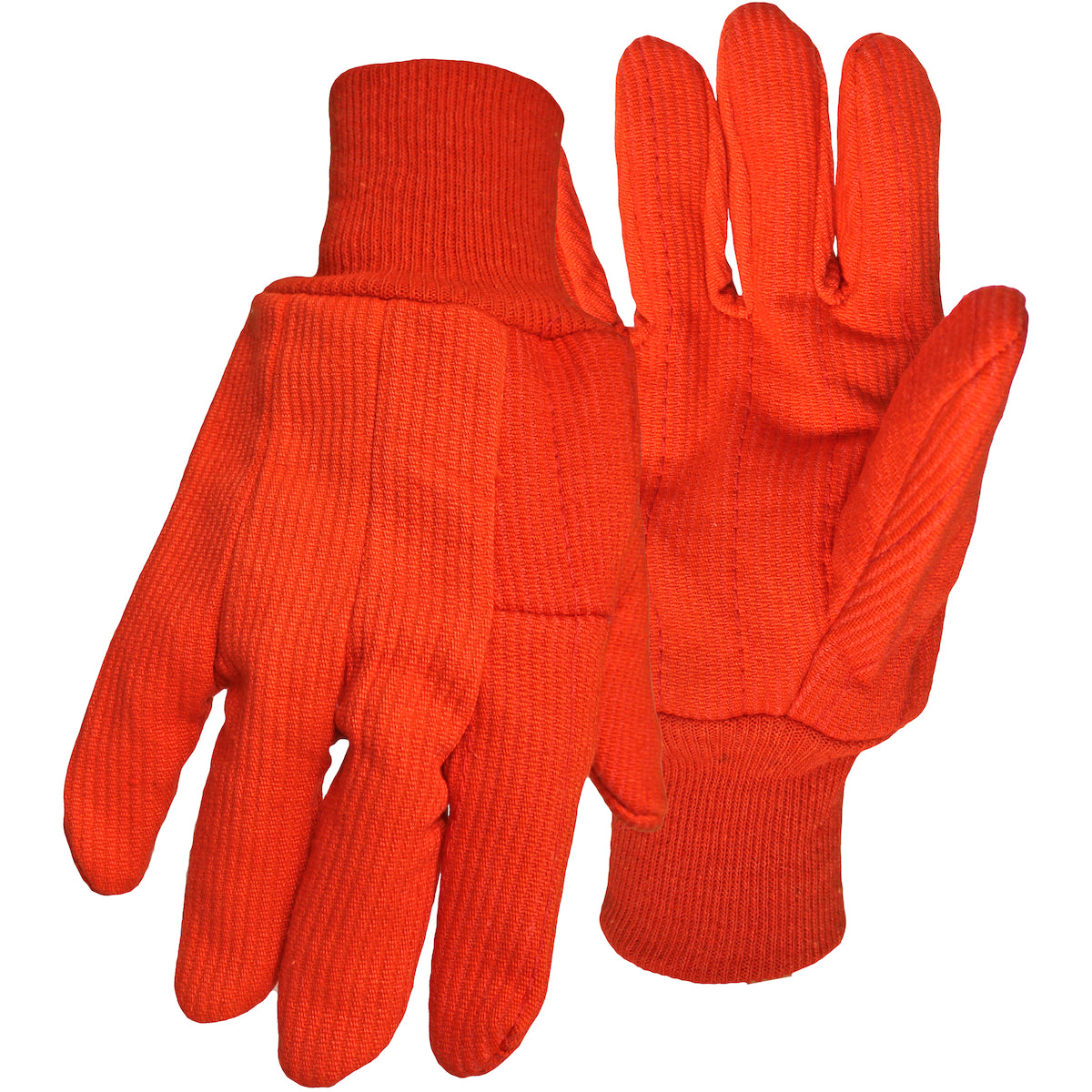 Boss 30PCF – Hi-Vis Polyester/Cotton Corded Double Palm Glove with Nap-In Finish - Knit Wrist