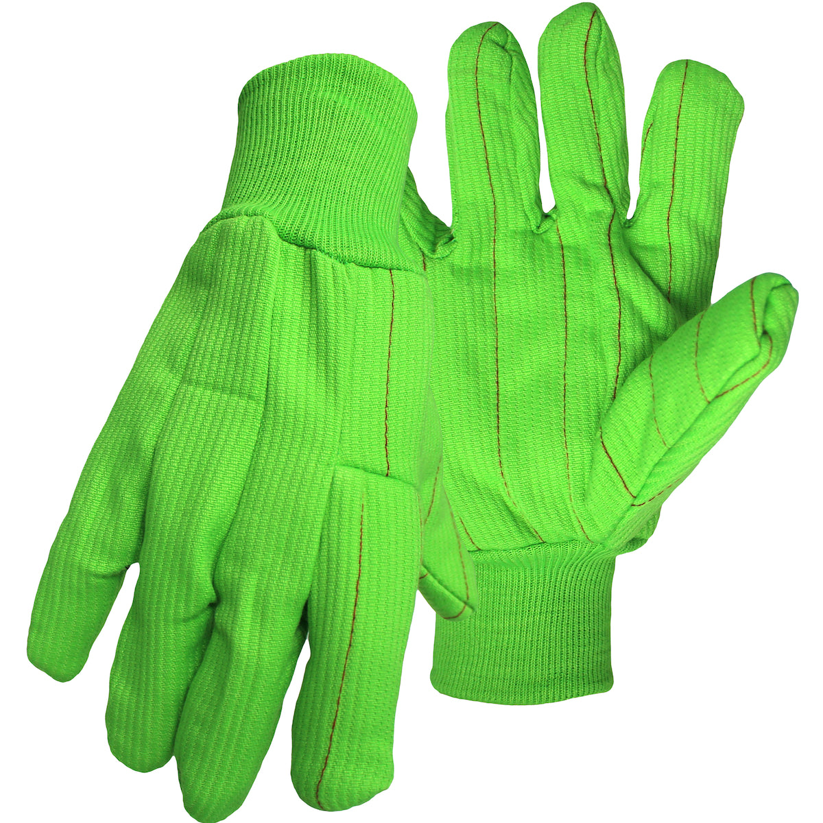 Boss 30PCN – Hi-Vis Polyester/Cotton Corded Double Palm Glove with Nap-In Finish - Knit Wrist