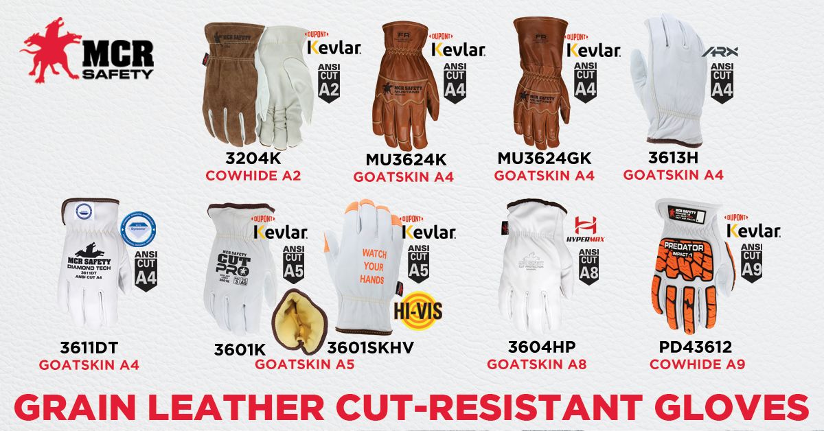 3204K - Leather Drivers Work Gloves - Lined and Sewn with DuPont™ Kevlar® - Competitive Value (CV) C+ Grade - Grain Leather Palm and Split Leather Back - Keystone Thumb