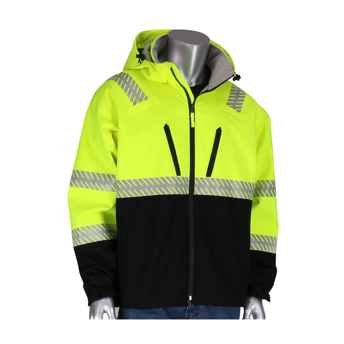 PIP 333-1550 ANSI Type R Class 3 Ripstop Softshell Black Bottom Jacket
