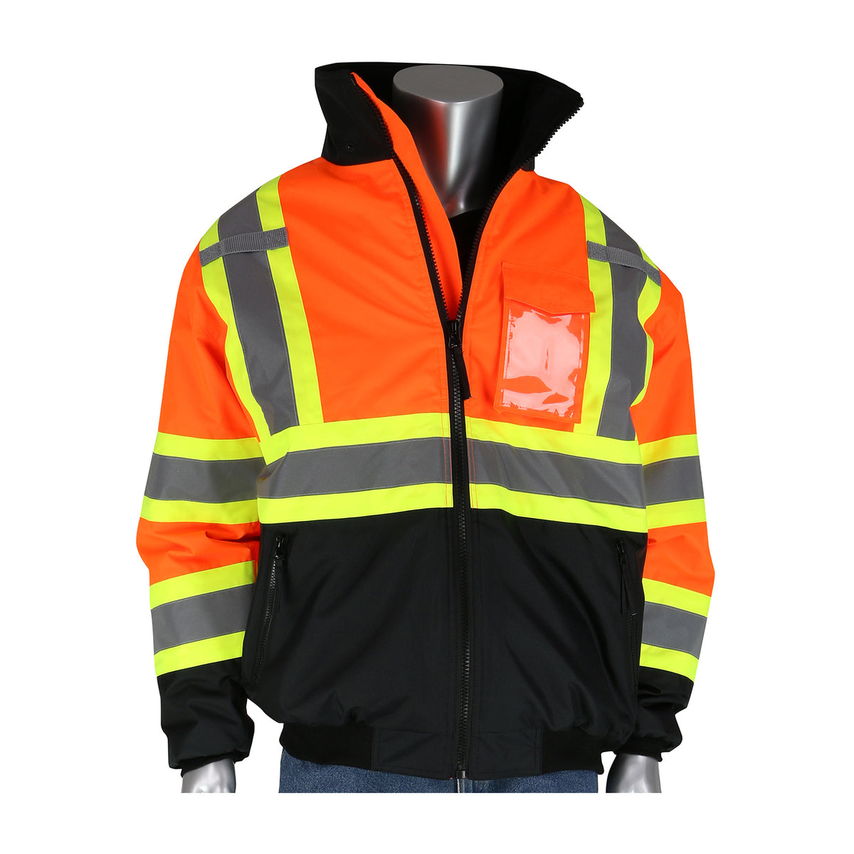 PIP 333-1745X ANSI Type R Class 3 and CSA Z96 Two-Tone X-Back, Black Bottom Bomber Jacket