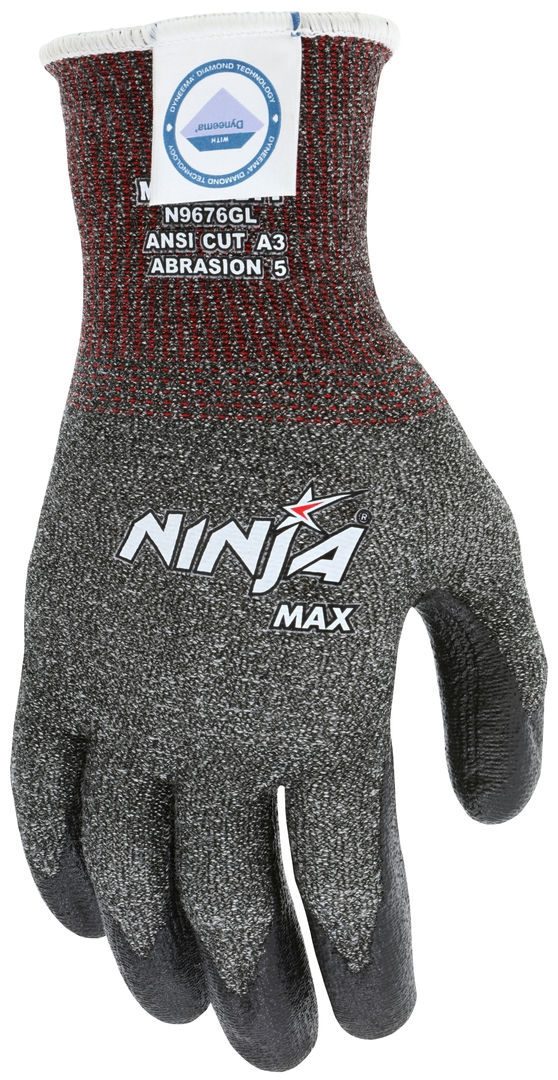 N9676G - MCR Safety CutPro® - Ninja® Max Cut-Resistant Work Gloves - 10-Gauge Dyneema® Diamond Technology - Bi-Polymer Coated Palm and Fingertips