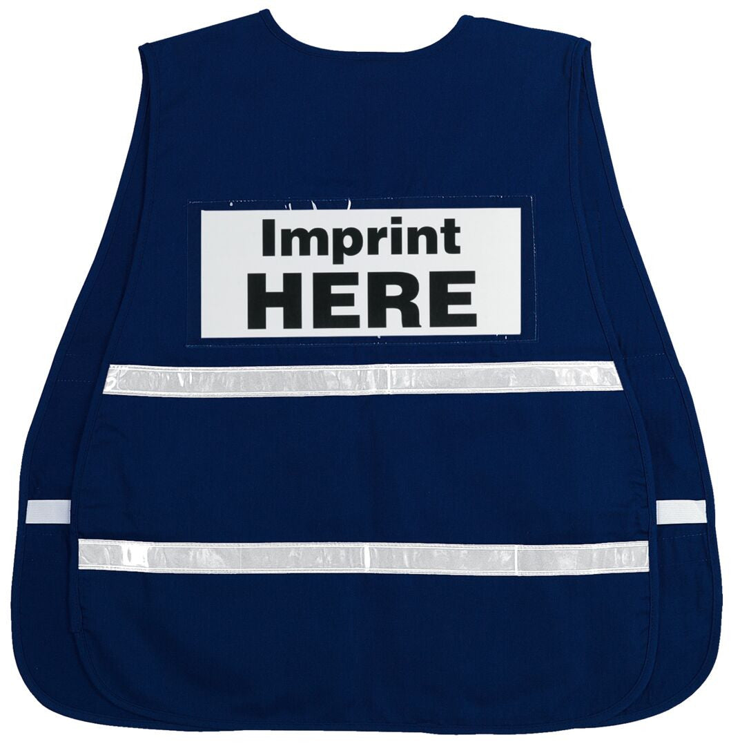 MCR Safety ICV203 - Blue Incident Command Safety Vest - Polyester Cotton Fabric - 1 Inch White Reflective Stripes - Hook and Loop Front Closure - Clear Front and Back Slots for Custom Inserts — manufacturer image 3