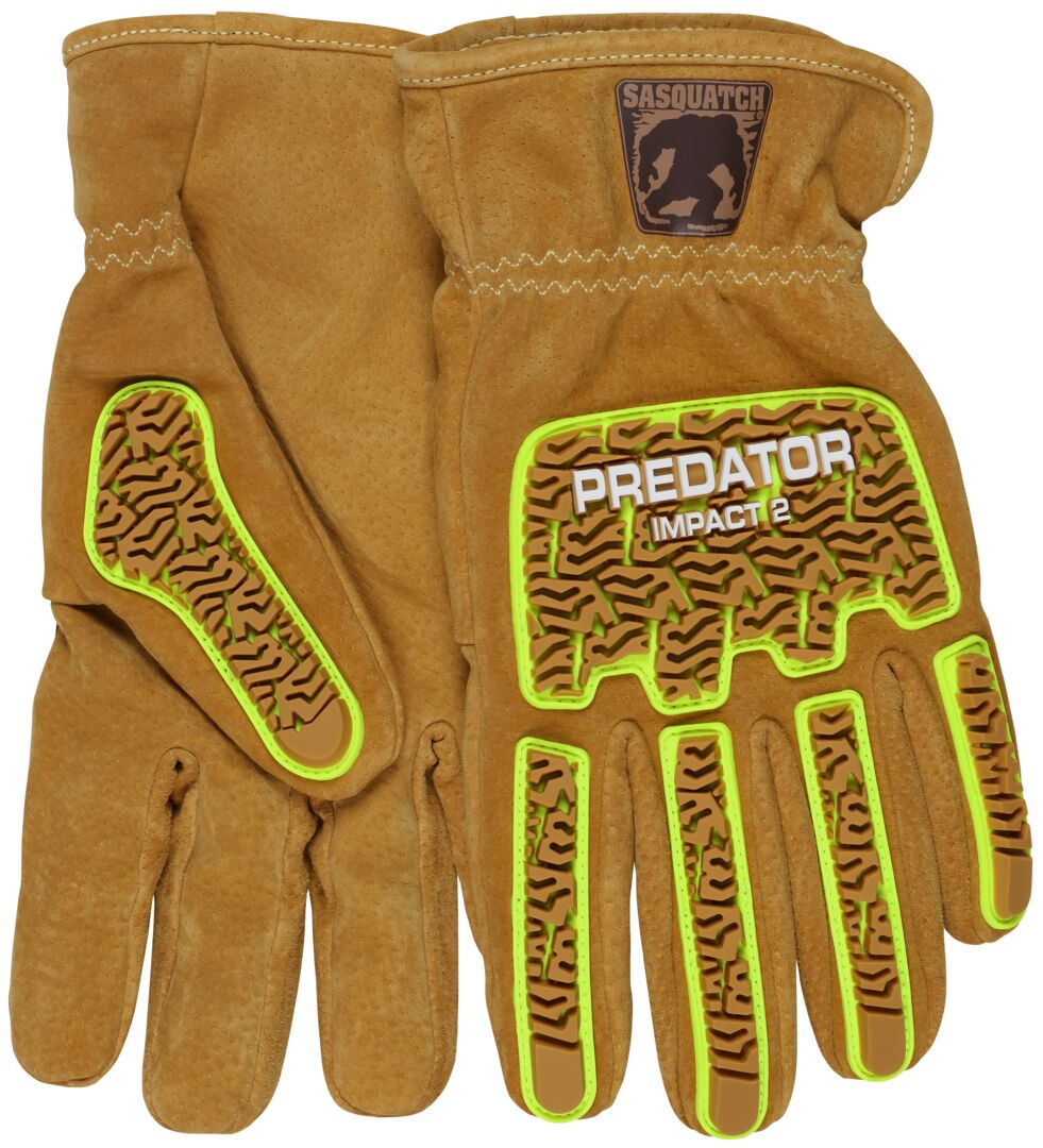PD3430 - Predator® PD6 Impact Mechanics Gloves - Sasquatch® Leather Driver Work Gloves - TPR Back of Hand Protection - Cut, Abrasion, and Impact Resistant - Wing Thumb