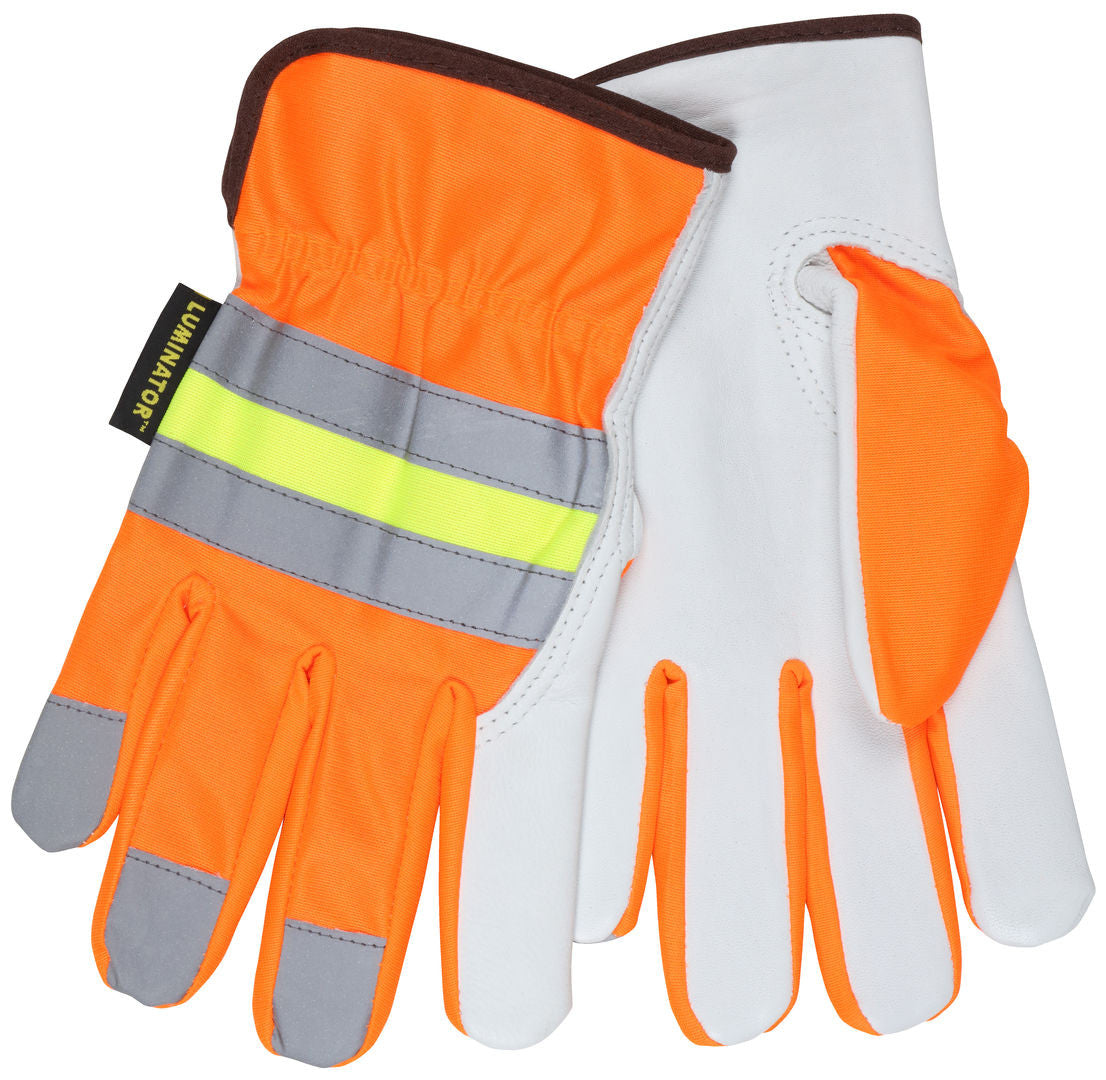 Luminator Hi-Visibility Grain Goatskin Driver Gloves, Reflective, Keystone Thumb