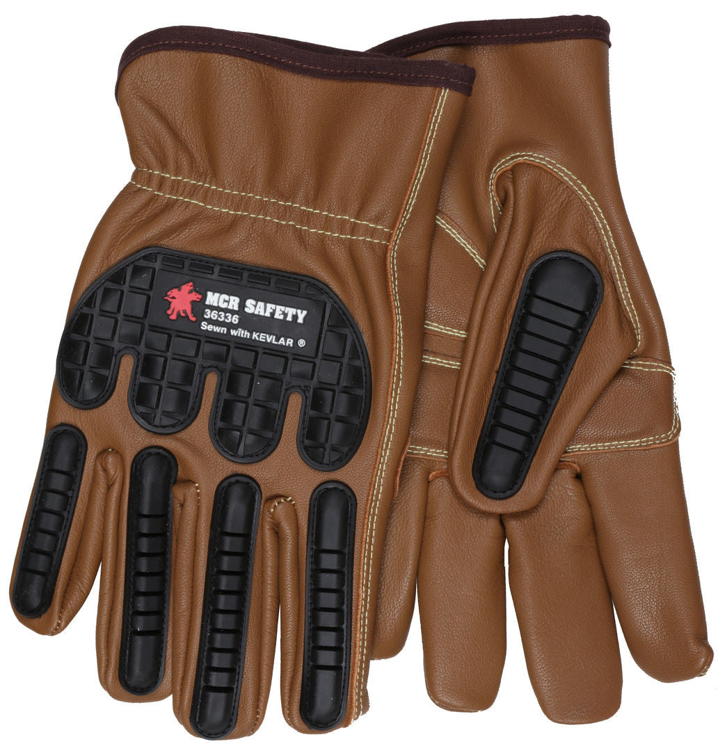 Goatskin Leather Driver Gloves, TPR Impact Protection, Oil Block, Keystone Thumb