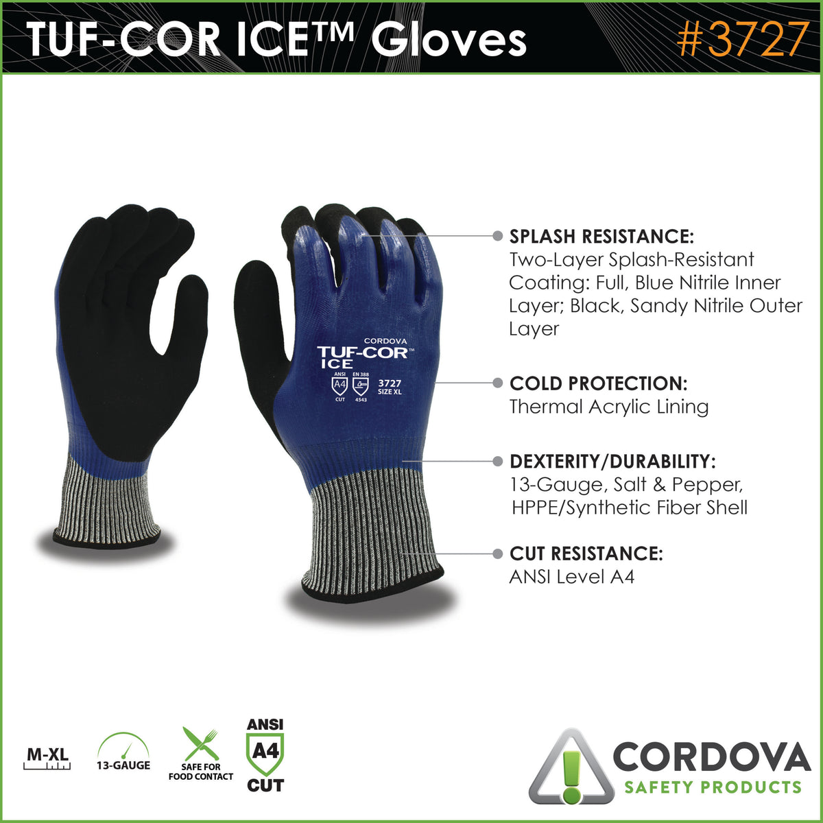 Cordova Tuf-cor™ Ice, Two-ply Shell: 13-gauge #3727 - 3727M image 3