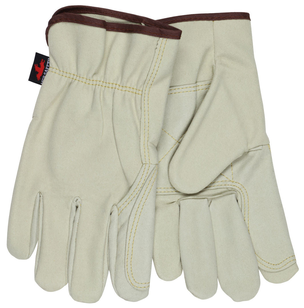 Synthetic Leather Driver Gloves, Double Palm, Wing Thumb, Split Cowhide Texture