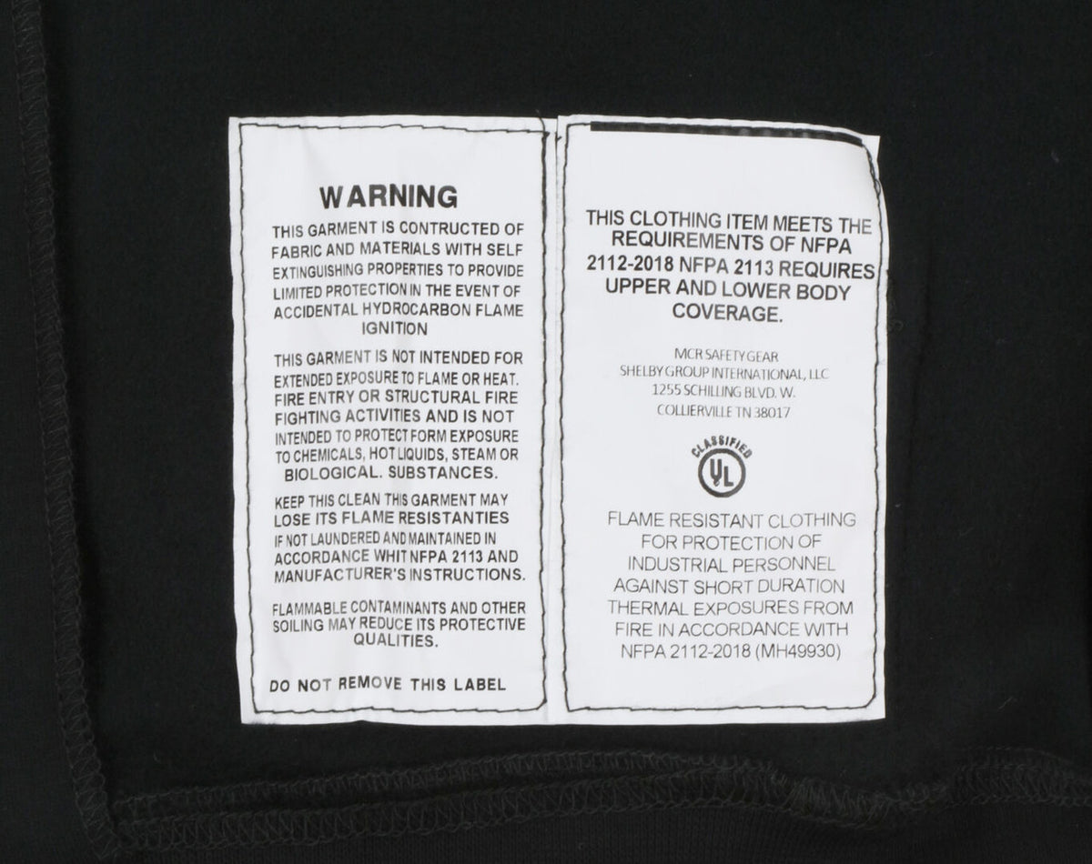 MCR Safety SS1BK - MCR Safety FR Gear - Black Flame Resistant (FR) Hooded Sweatshirt - 95% Cotton 5% Spandex - Interlock Fleece Shell - Black 11.5 oz/yd² - Fabric Meets NFPA 70E and NFPA 2112 Requirements — manufacturer image 5