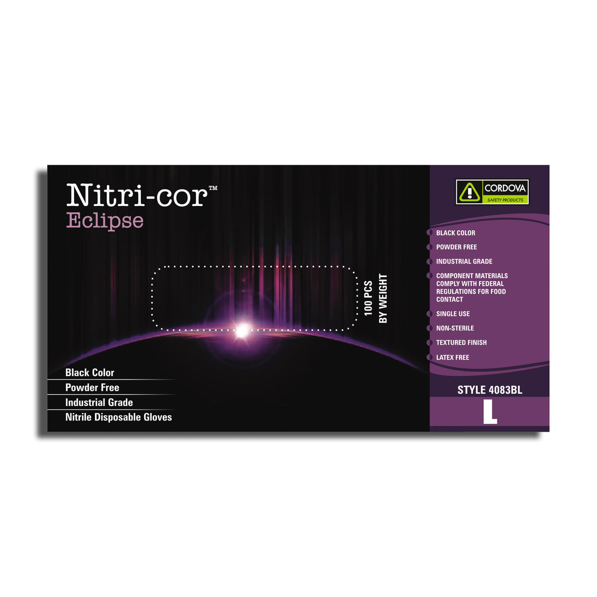Cordova Nitri-cor Eclipse™ Black Nitrile, Ind #4083B - 4083BS image 2
