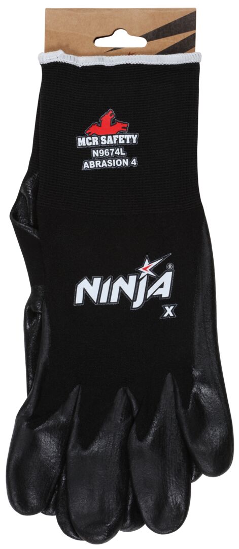 N9674 - Ninja® X Work Gloves - 15 Gauge Nylon / Lycra® Blended Shell - Bi-Polymer Coated Palm and Fingertips - Bi-Polymer Coating Achieves High Levels of Abrasion Resistance