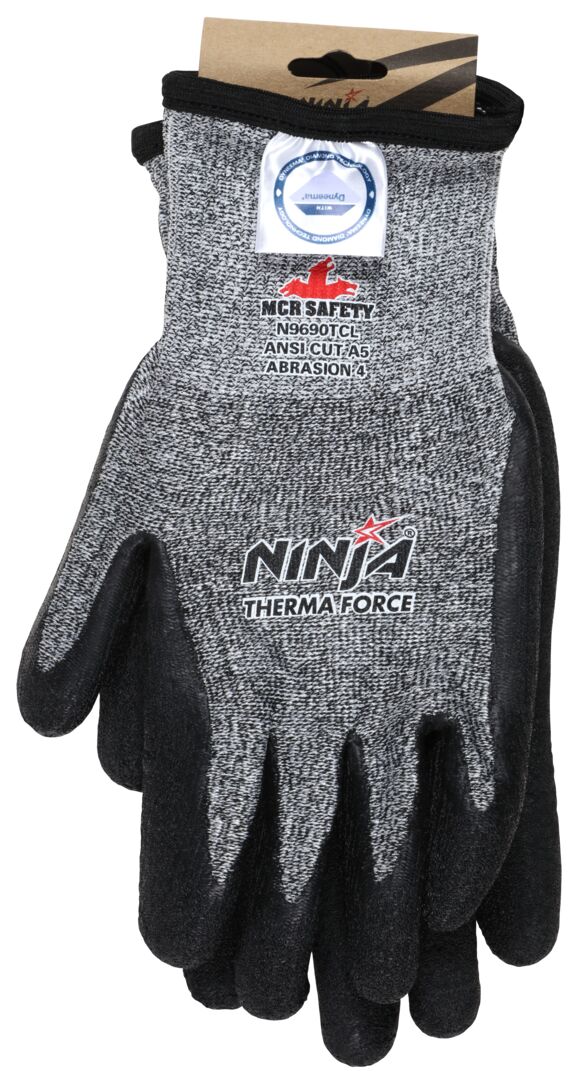 N9690TC - Ninja® Therma Force - Insulated Cut Resistant Work Gloves - Bi-Polymer Coated Palm and Fingertips - Dyneema® Diamond Technology Shell - Acrylic Terry Liner for Warmth - High Strength Fiber Provides Cool Touch and Comfort