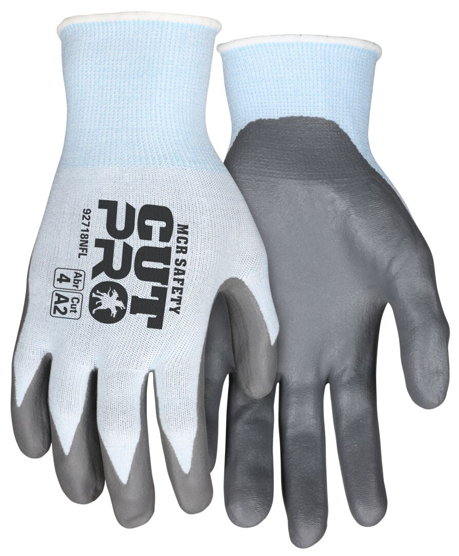 VP92718NF - MCR Safety CutPro® - 18 Gauge HyperMax® HPPE Shell - Cut, Abrasion and Puncture Resistant Work Gloves - Nitrile Foam Coated Palm and Fingertips - Vending Packaged - Great Sense of Touch and Grip