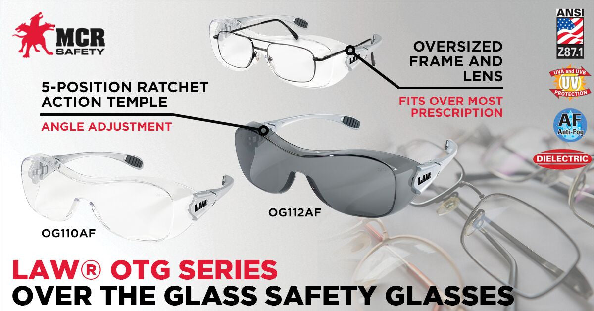 MCR Safety OG1 - Law® OTG Series - Over-the-Glass Safety Glasses - TPR Temple Inserts - Oversized Frame and Lens Fit Over Most Prescription Glasses — manufacturer image 14