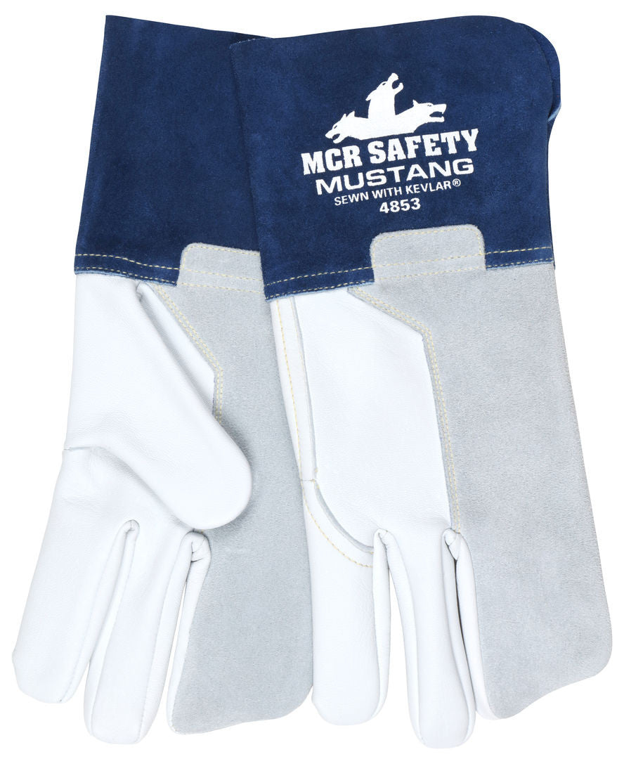 Mustang® Top Grain Goatskin MIG/TIG Welding Mitt, Kevlar Felt Lined, Gauntlet Cuff
