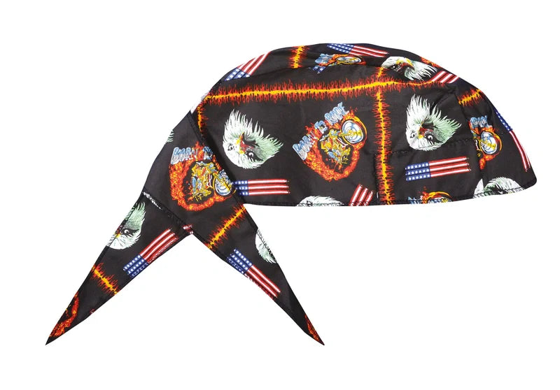Occunomix Deluxe Tie Hat W/Elastic Cooling PPE Flames One Size model TN6-FLA