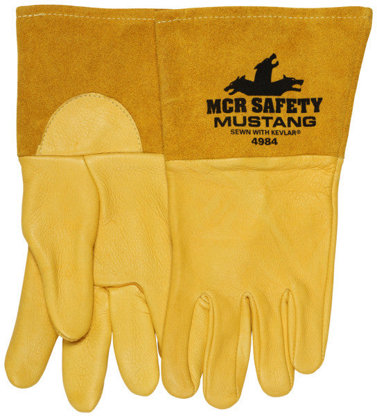 Mustang Welding Gloves, Premium A-Grade Deerskin, Kevlar Sewn, Gauntlet Cuff