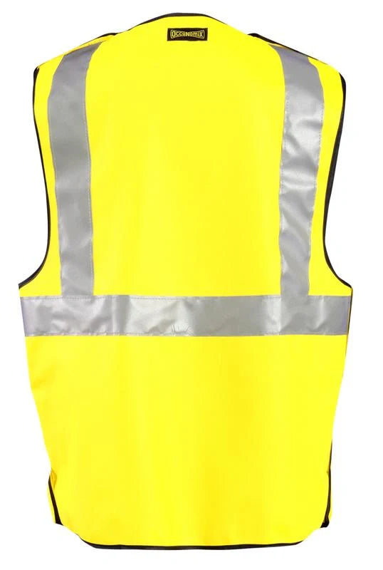 Occunomix Flame Resistant Dual Certified Single Stripe 5-Pt Breakaway Solid Vest Flame Resistant Safety Apparel Yellow M