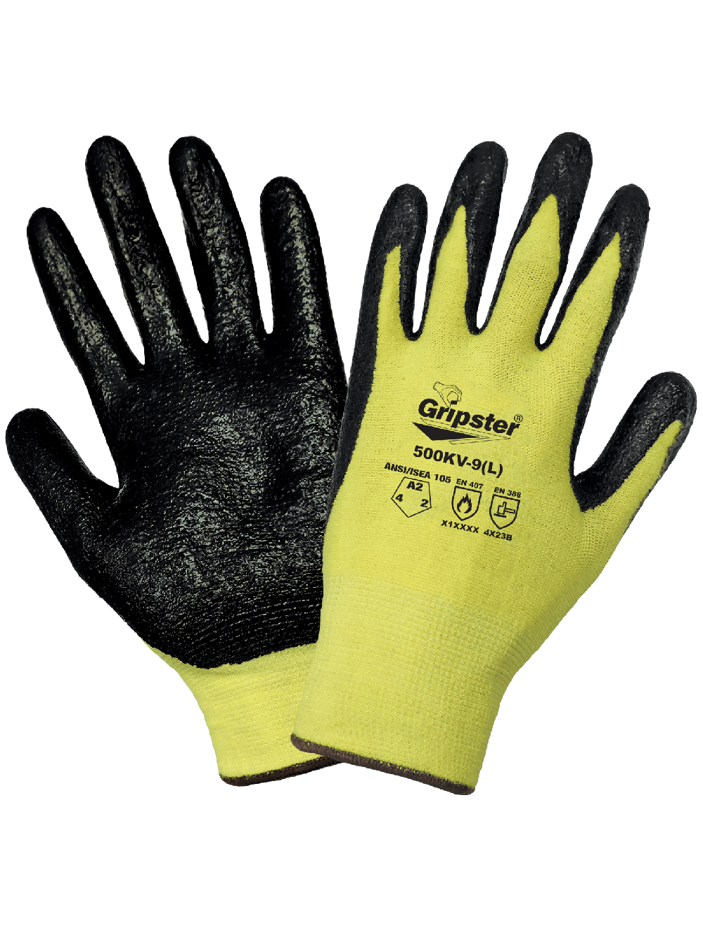 Gripster® Yellow Aramid Fiber Nitrile Coated Gloves with Cut, Abrasion, and Puncture Resistance - 500KV