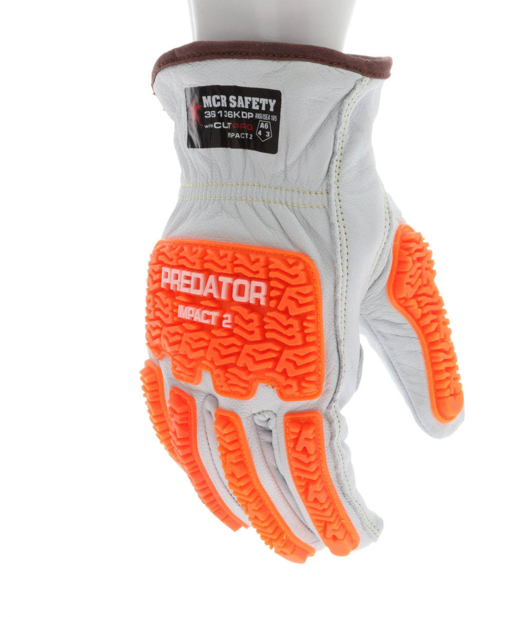 36136KDP - MCR Safety CutPro® Leather Drivers Cut Resistant Gloves - Padded Double Palm Lined with DuPont™ Kevlar® Aramid - Grain Goatskin